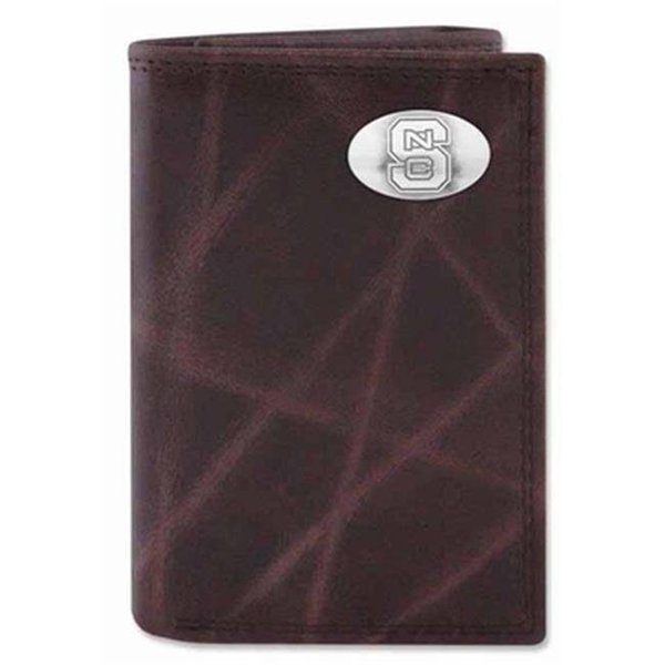 Zeppelinproducts ZeppelinProducts NCS-IWT2-WRNK-BRW NC State Trifold Wrinkle Leather Wallet NCS-IWT2-WRNK-BRW
